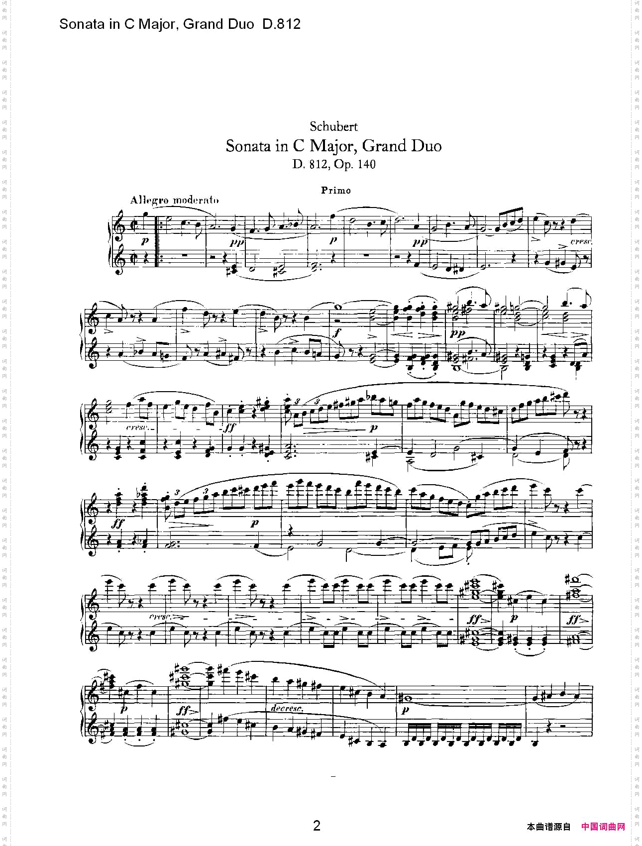 SonatainCMajor,GrandDuoD.812Ｃ大调奏鸣曲，盛大的二重奏D.812一