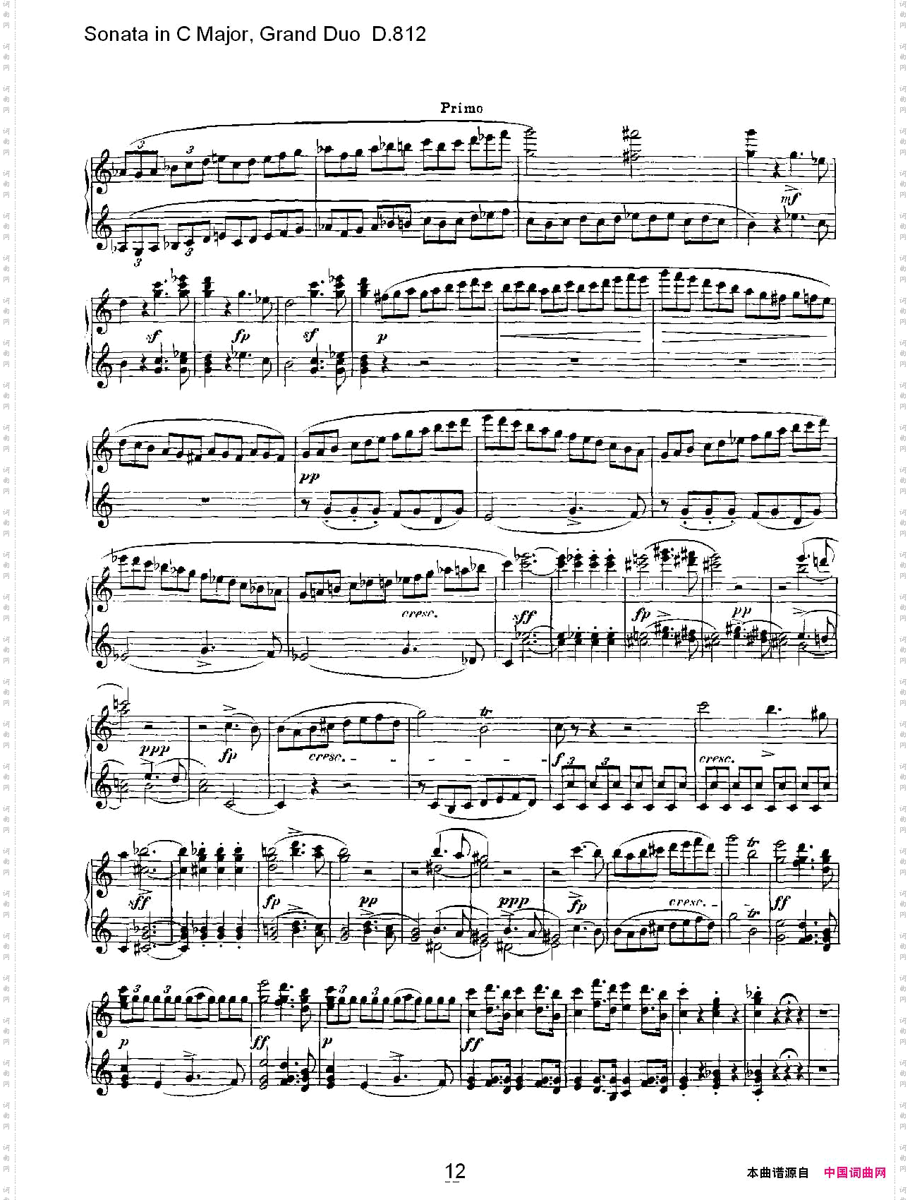 SonatainCMajor,GrandDuoD.812Ｃ大调奏鸣曲，盛大的二重奏D.812一