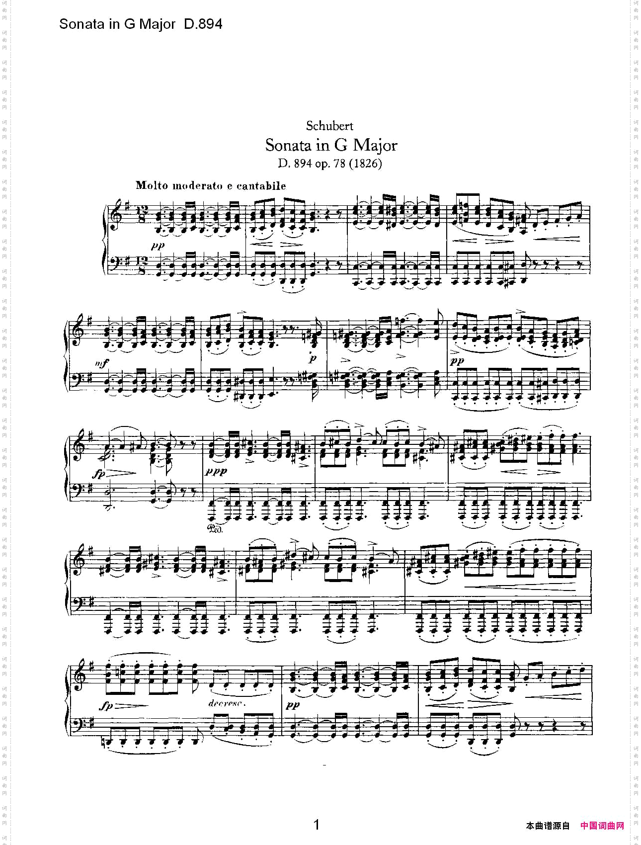 SonatainGMajorD.894G大调奏鸣曲D.894