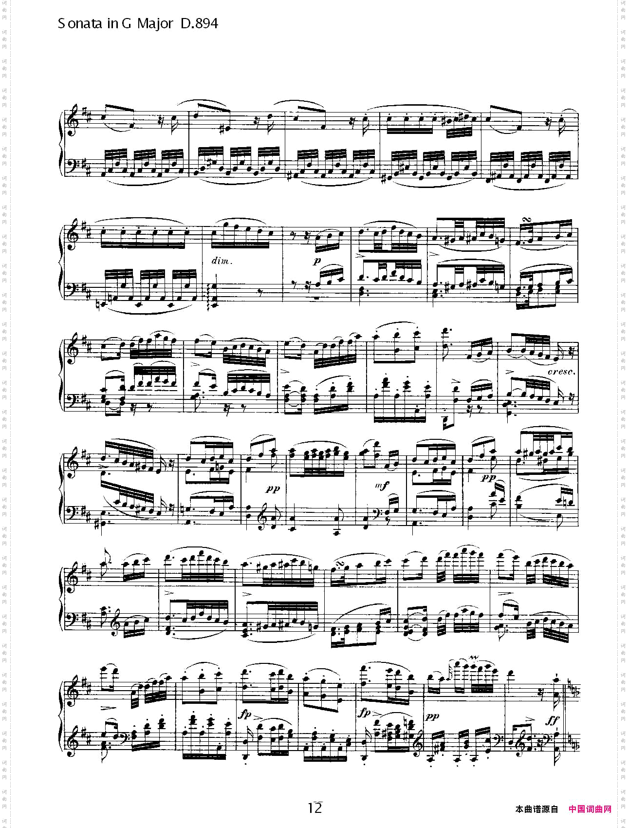 SonatainGMajorD.894G大调奏鸣曲D.894