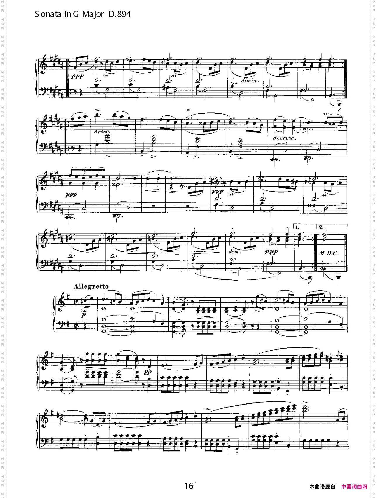 SonatainGMajorD.894G大调奏鸣曲D.894