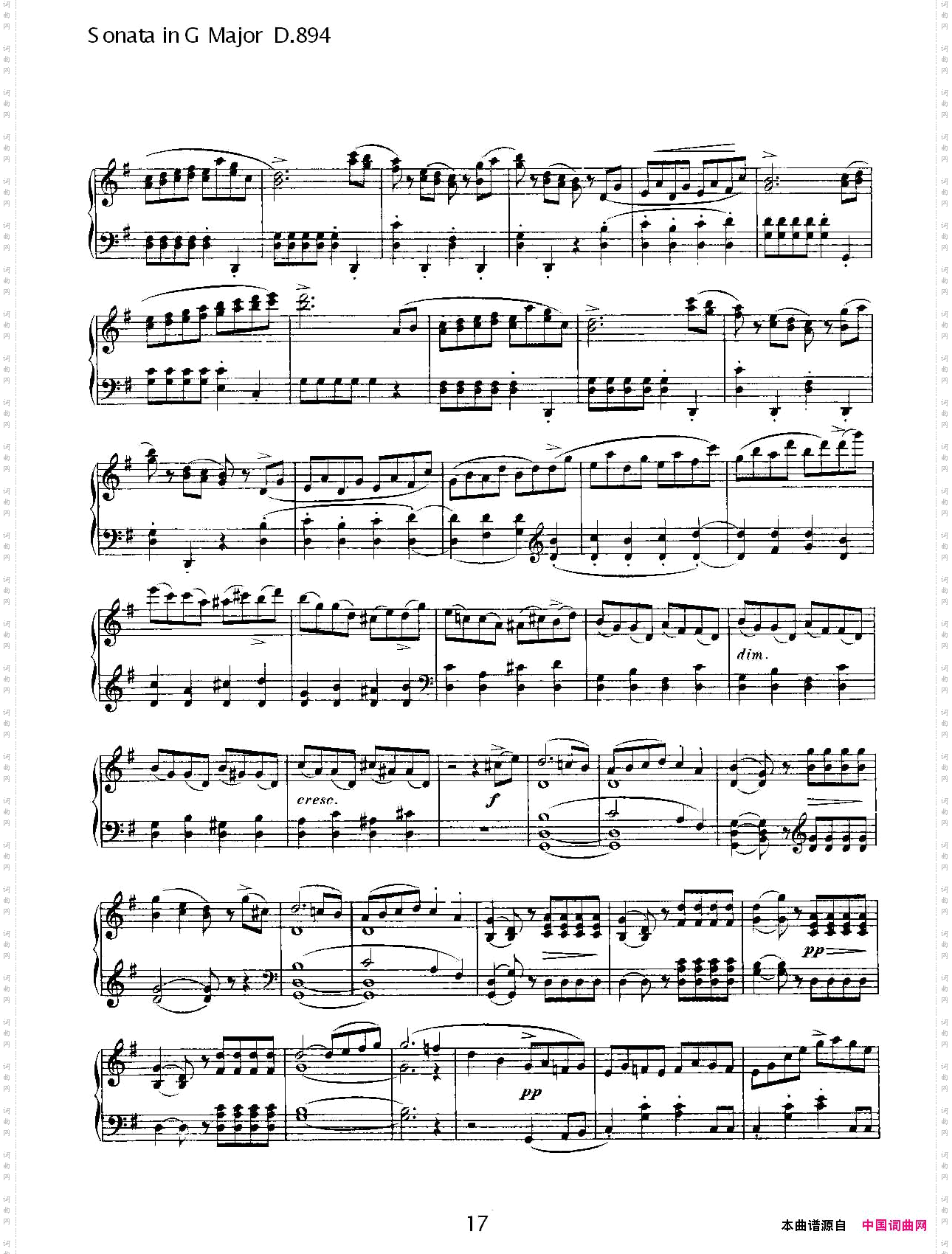 SonatainGMajorD.894G大调奏鸣曲D.894
