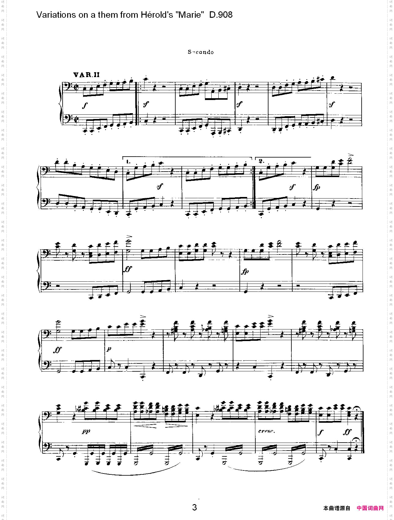 athemfromHérold’s"Marie"变鸣曲D.908
