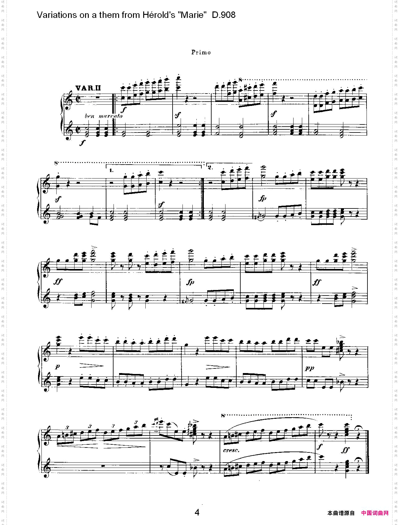 athemfromHérold’s"Marie"变鸣曲D.908