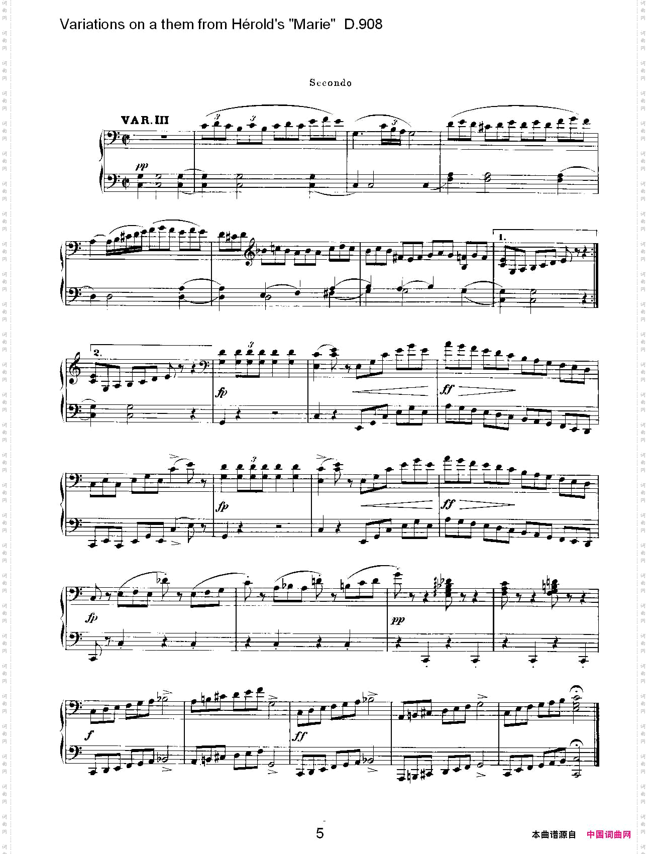 athemfromHérold’s"Marie"变鸣曲D.908