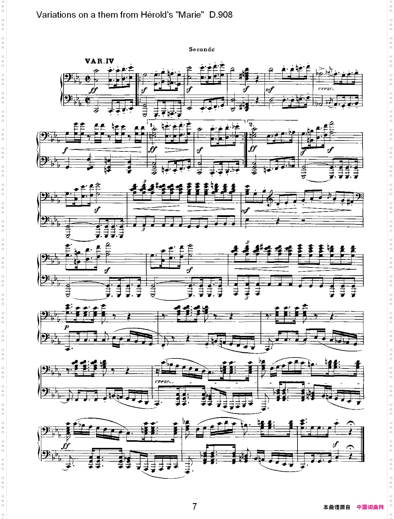 athemfromHérold’s"Marie"变鸣曲D.908