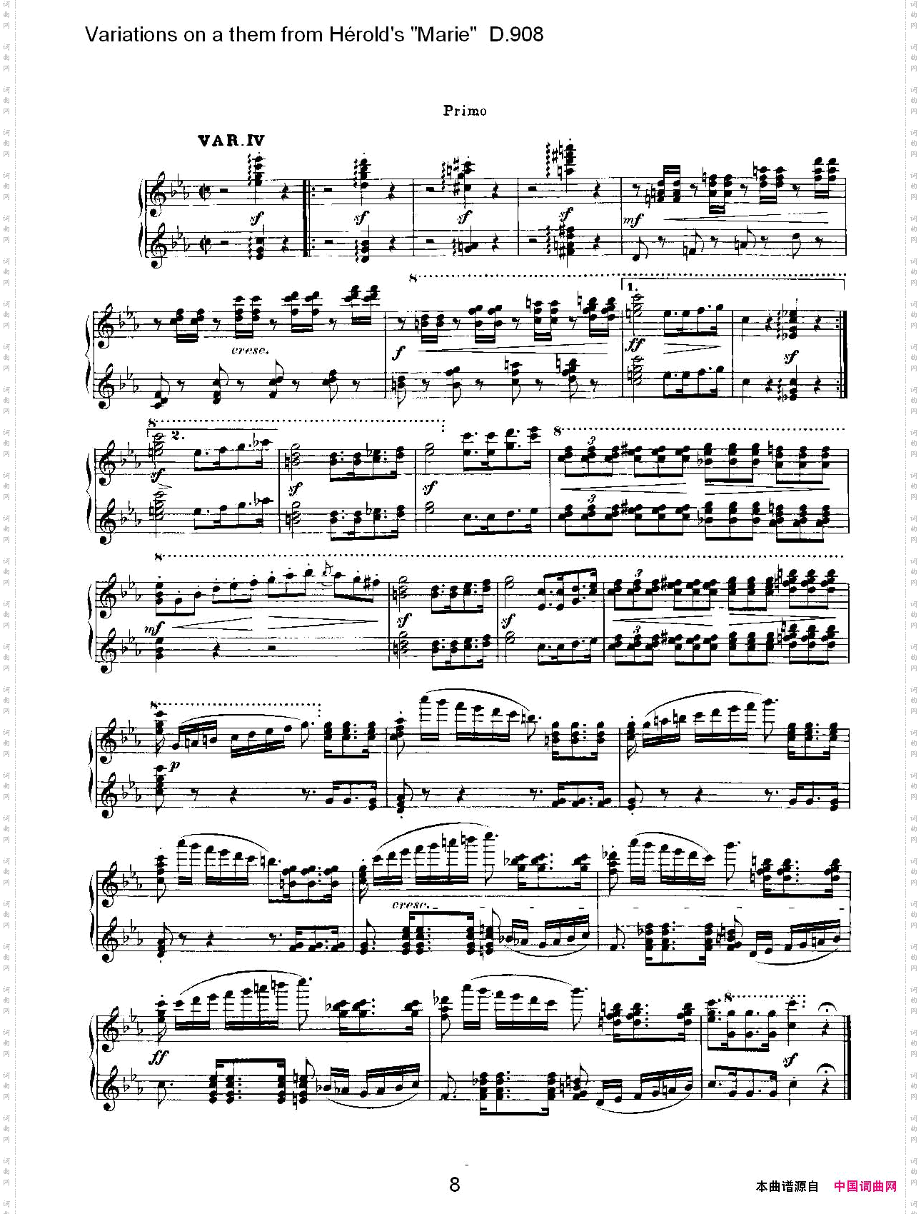 athemfromHérold’s"Marie"变鸣曲D.908