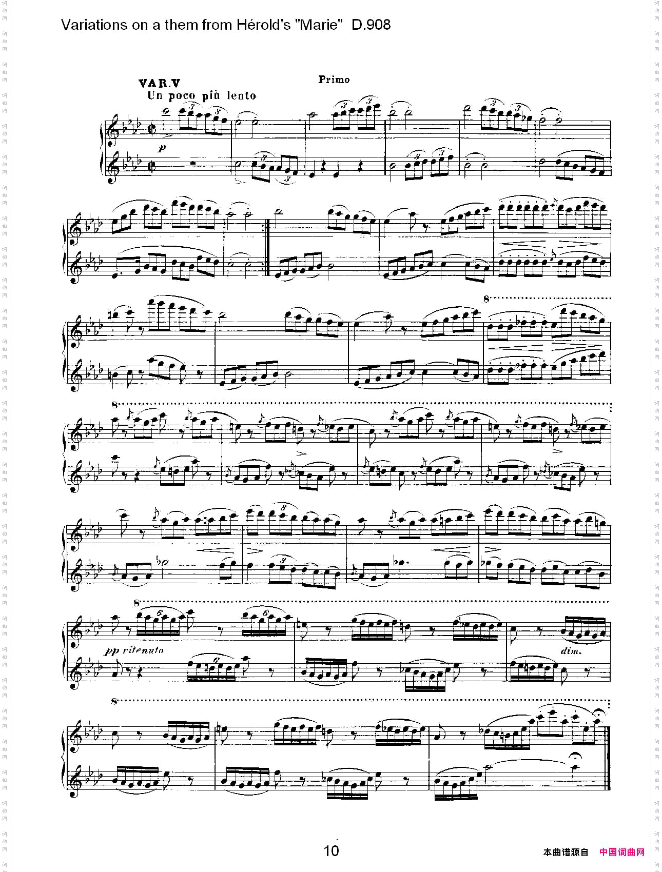 athemfromHérold’s"Marie"变鸣曲D.908