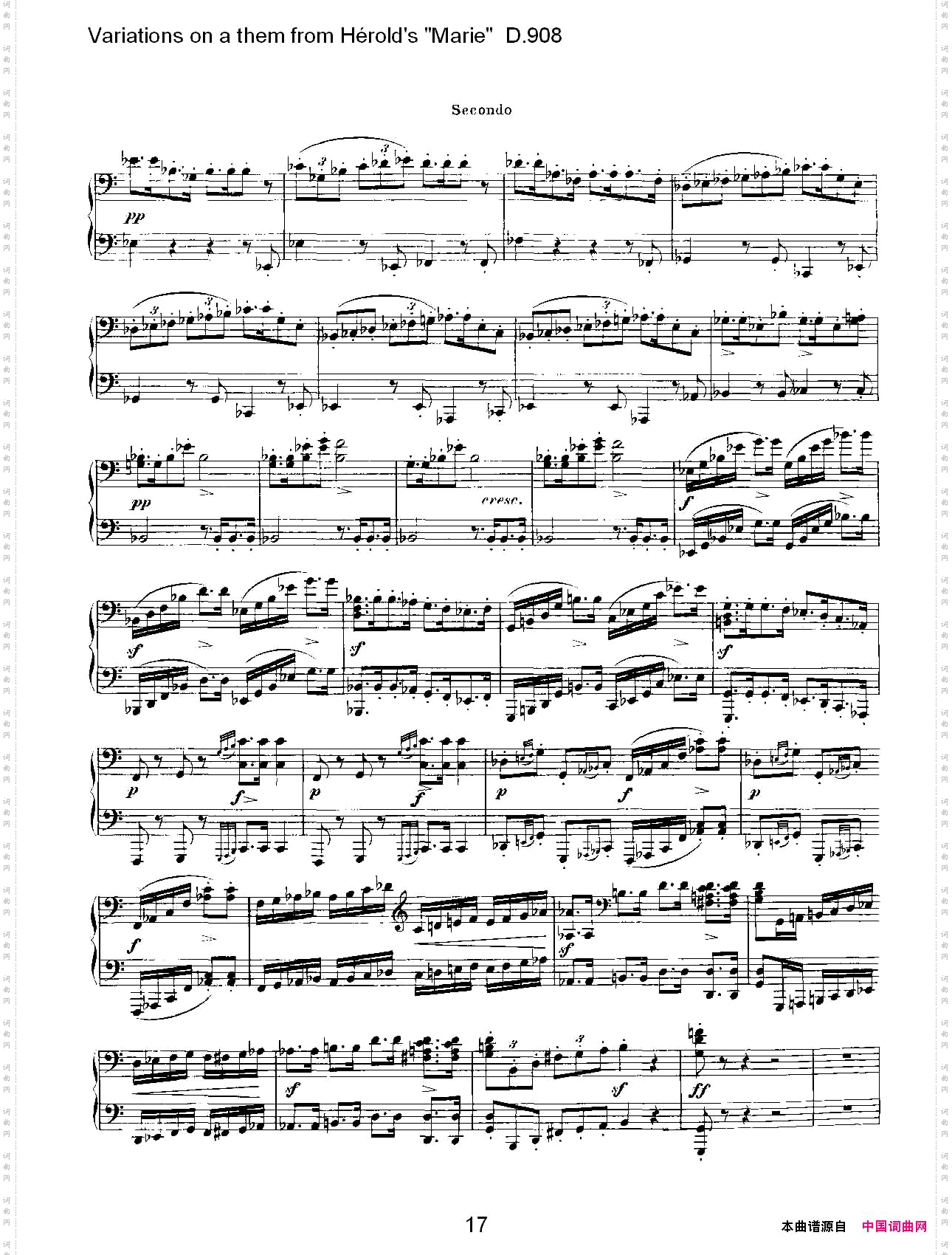 athemfromHérold’s"Marie"变鸣曲D.908