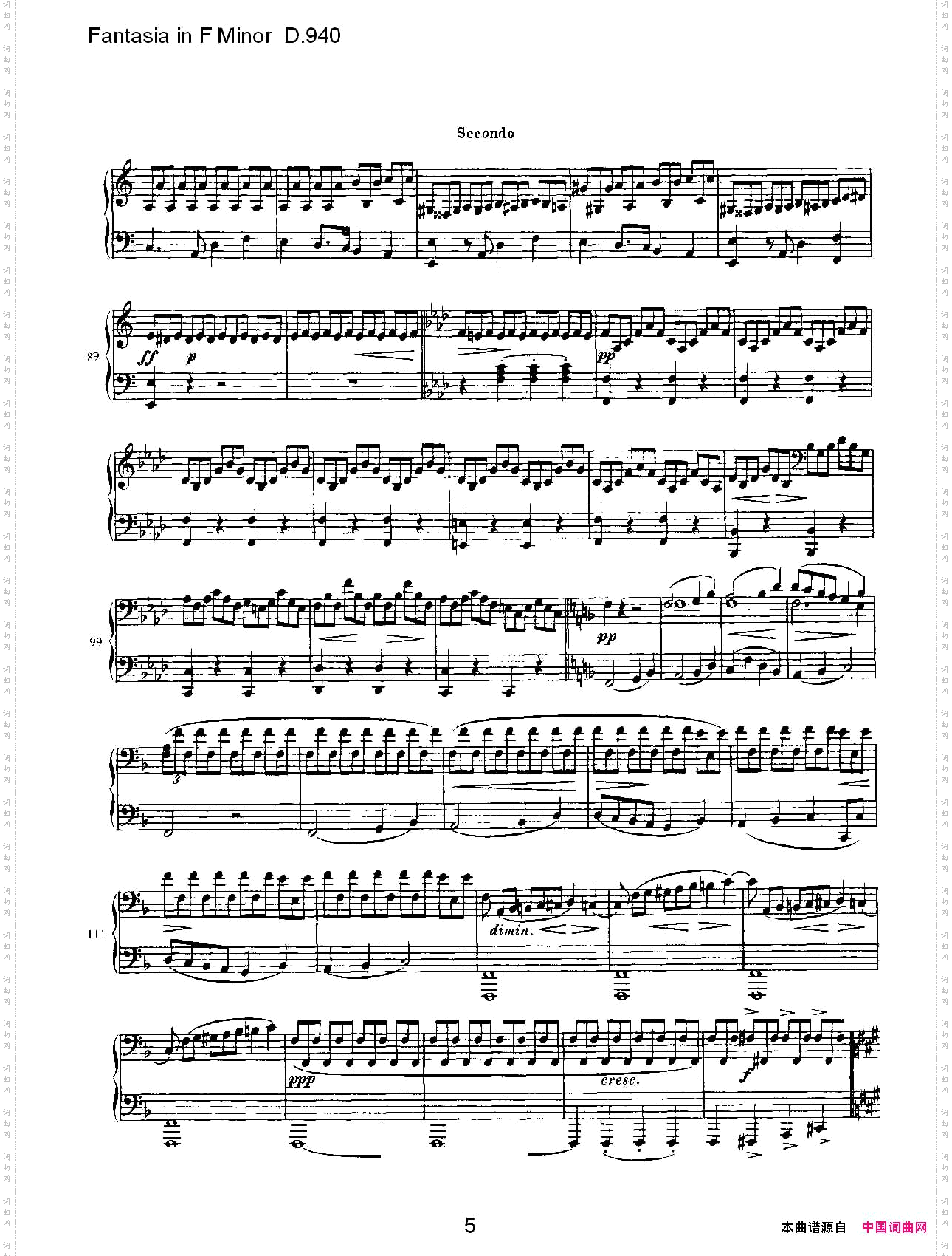 FantasiainFMinorD.940F小调幻想曲D.940