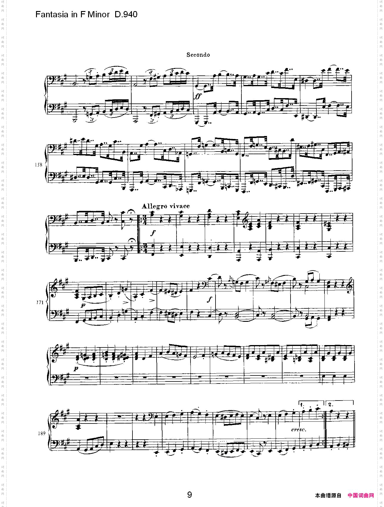 FantasiainFMinorD.940F小调幻想曲D.940