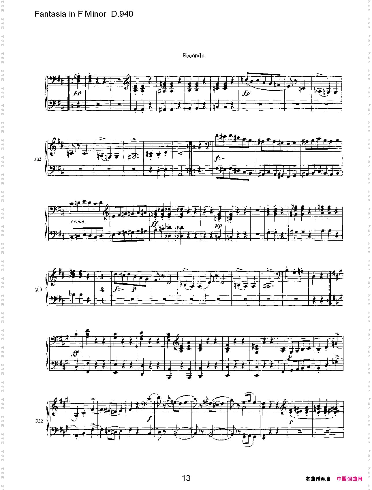 FantasiainFMinorD.940F小调幻想曲D.940