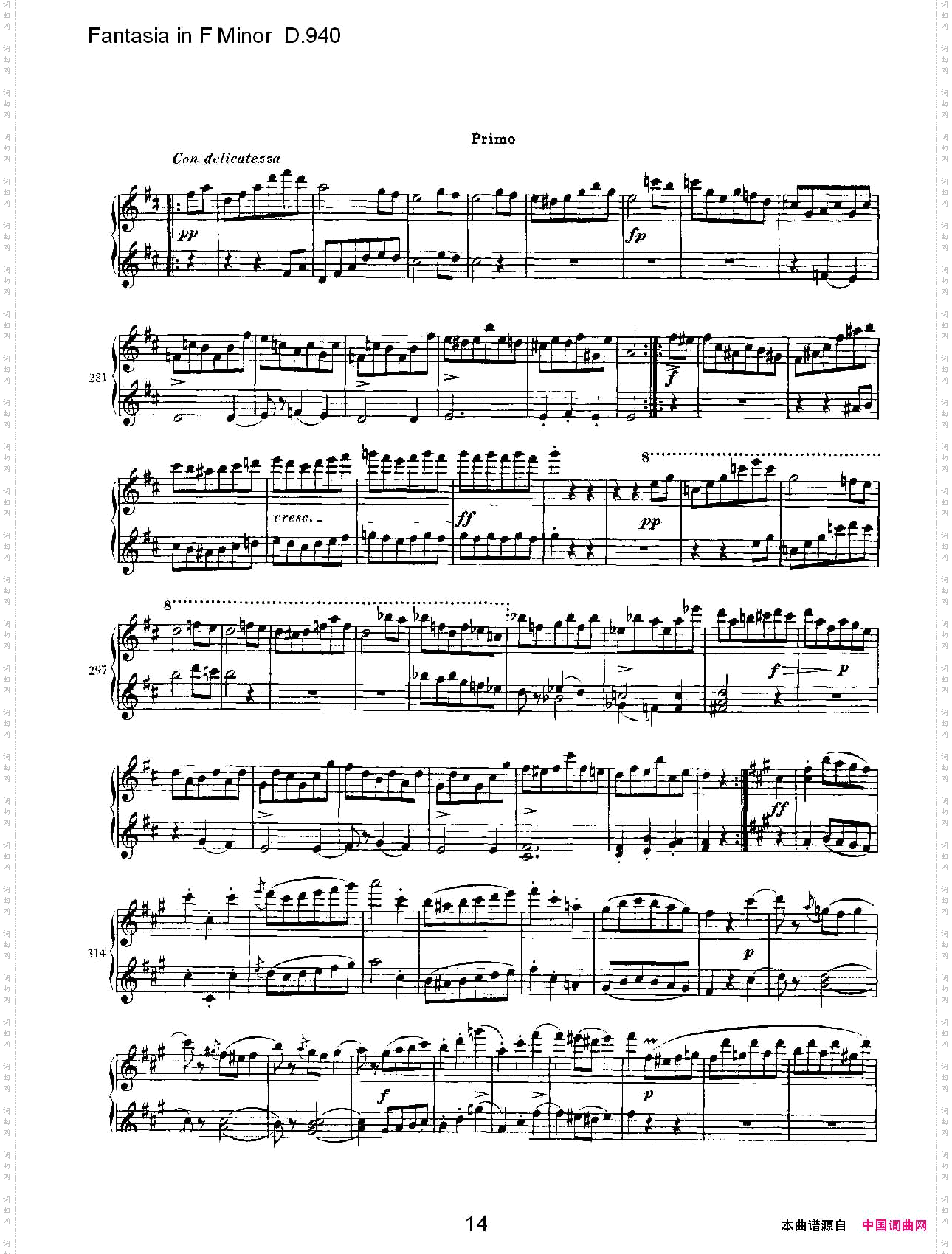 FantasiainFMinorD.940F小调幻想曲D.940