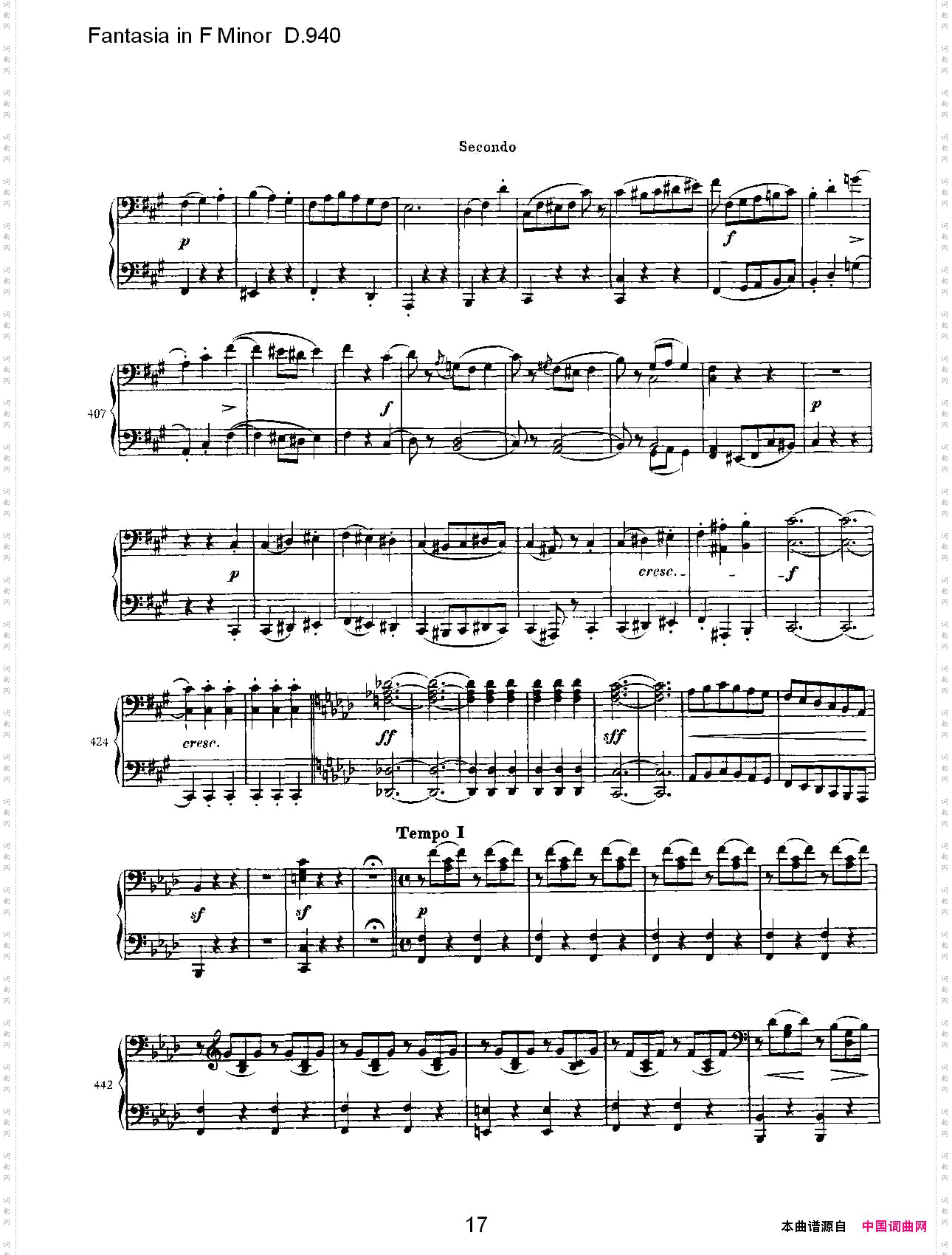 FantasiainFMinorD.940F小调幻想曲D.940