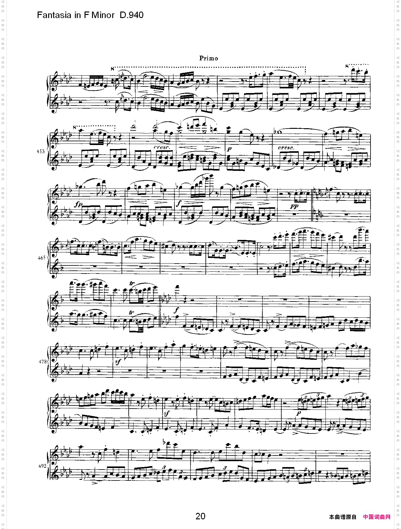 FantasiainFMinorD.940F小调幻想曲D.940