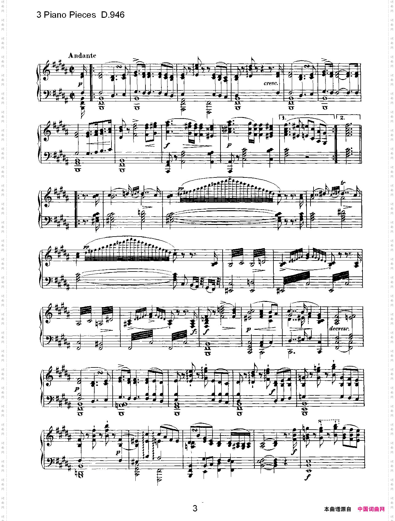 3PianoPiecesD.946钢琴三联奏D.946