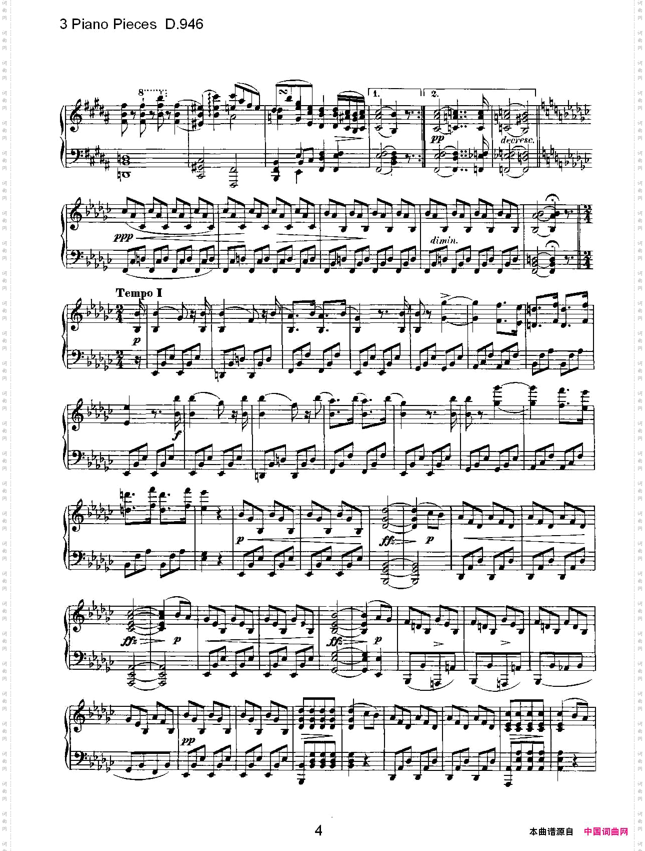 3PianoPiecesD.946钢琴三联奏D.946
