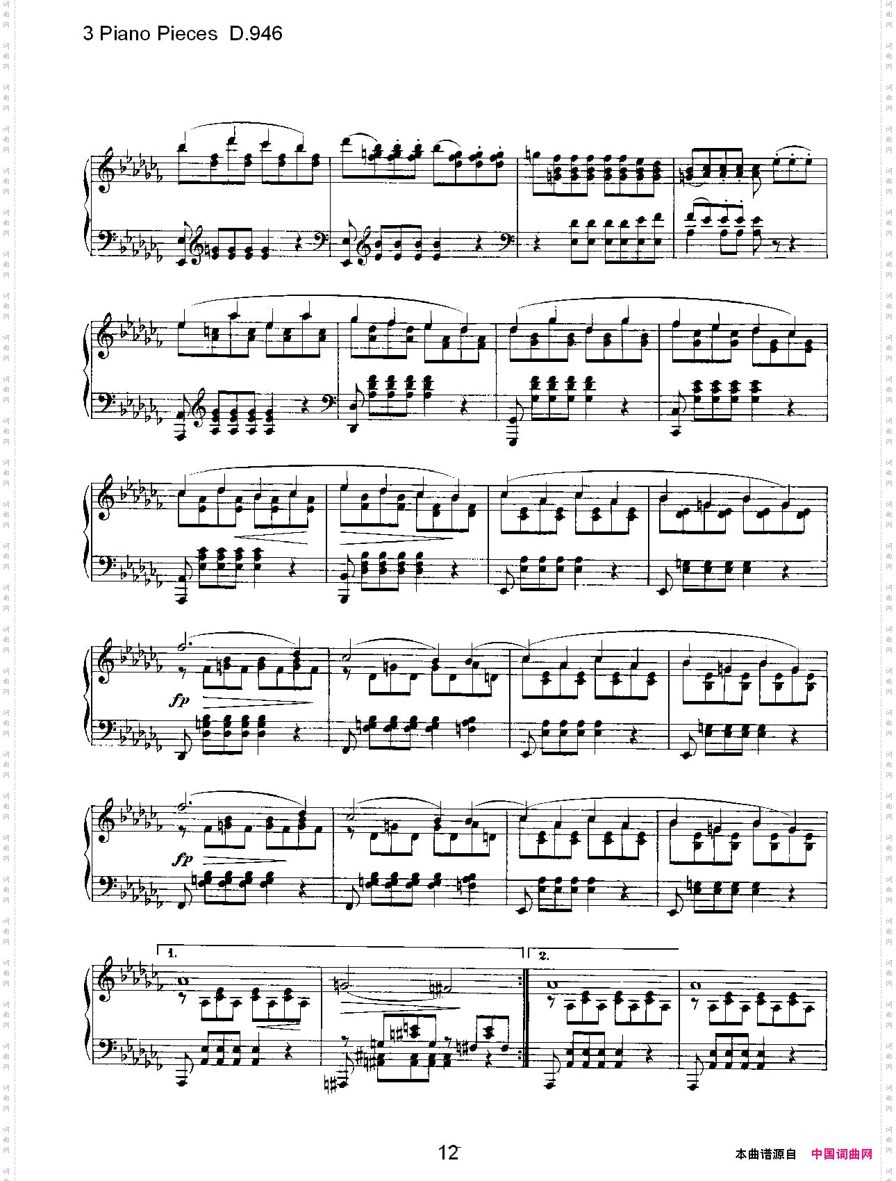 3PianoPiecesD.946钢琴三联奏D.946