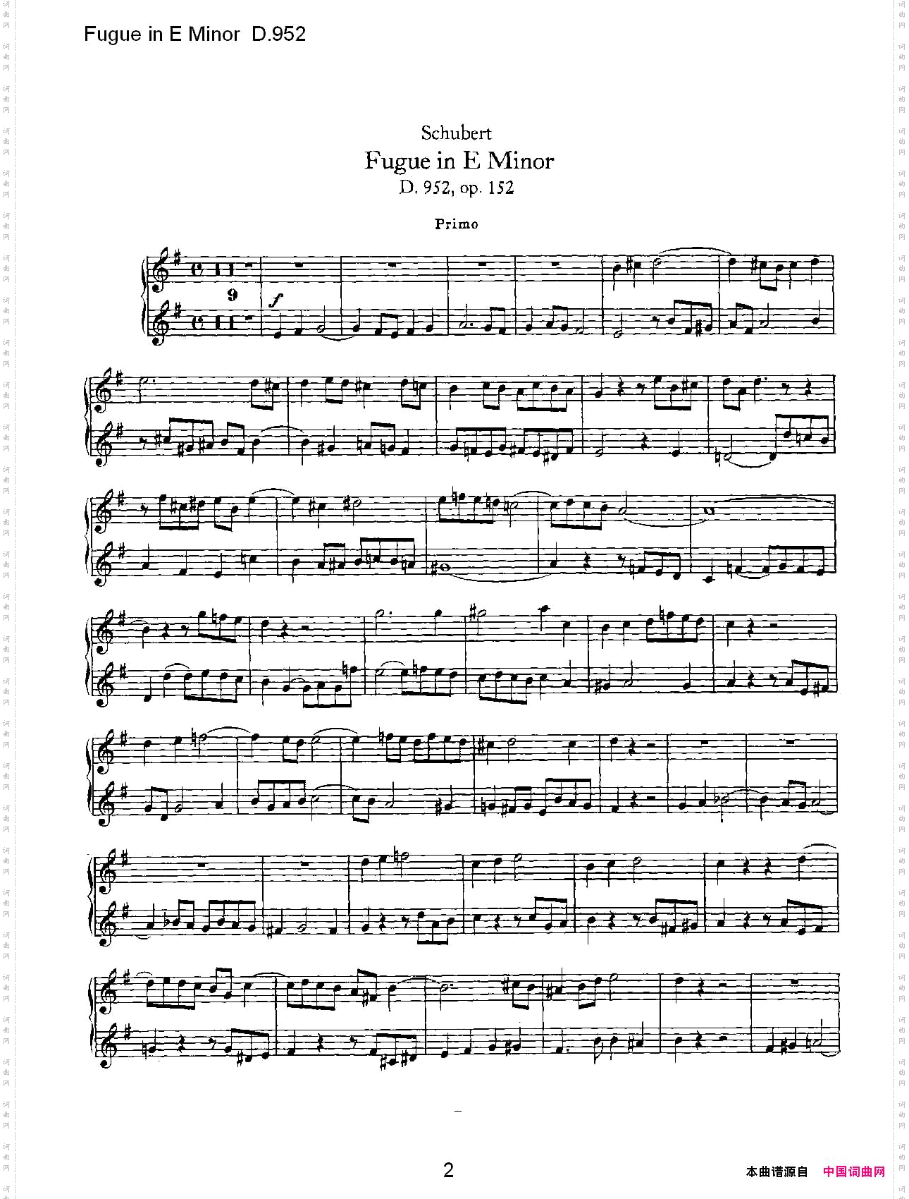 FugueinEMinorD.952E小调赋格曲D.952