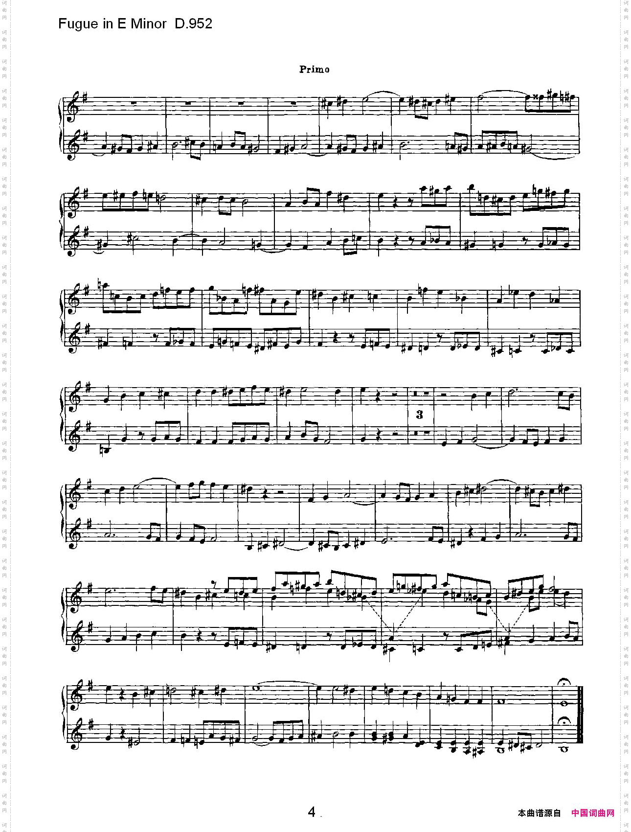 FugueinEMinorD.952E小调赋格曲D.952