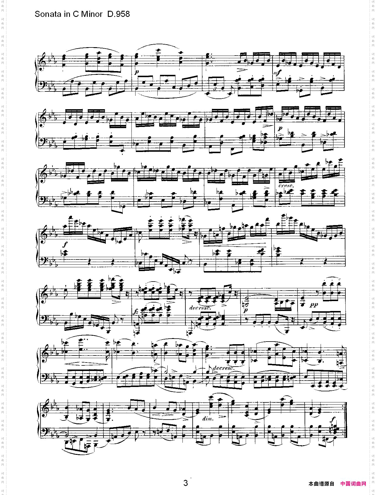 SonatainCMinorD.958C小调奏鸣曲D.958
