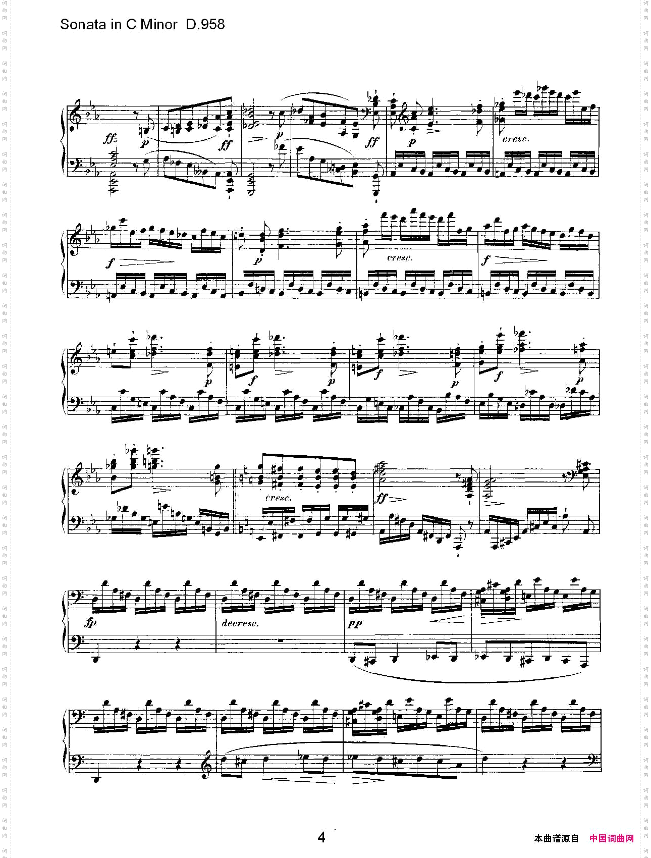 SonatainCMinorD.958C小调奏鸣曲D.958