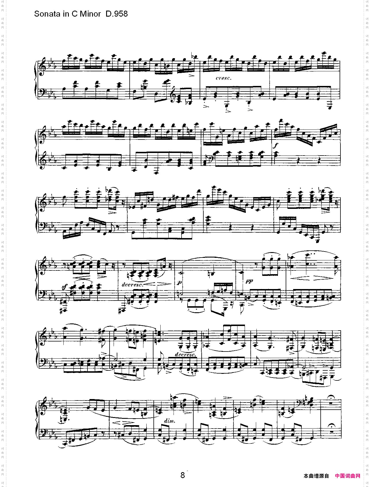 SonatainCMinorD.958C小调奏鸣曲D.958