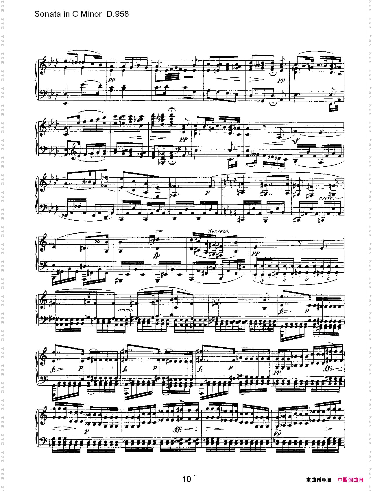 SonatainCMinorD.958C小调奏鸣曲D.958