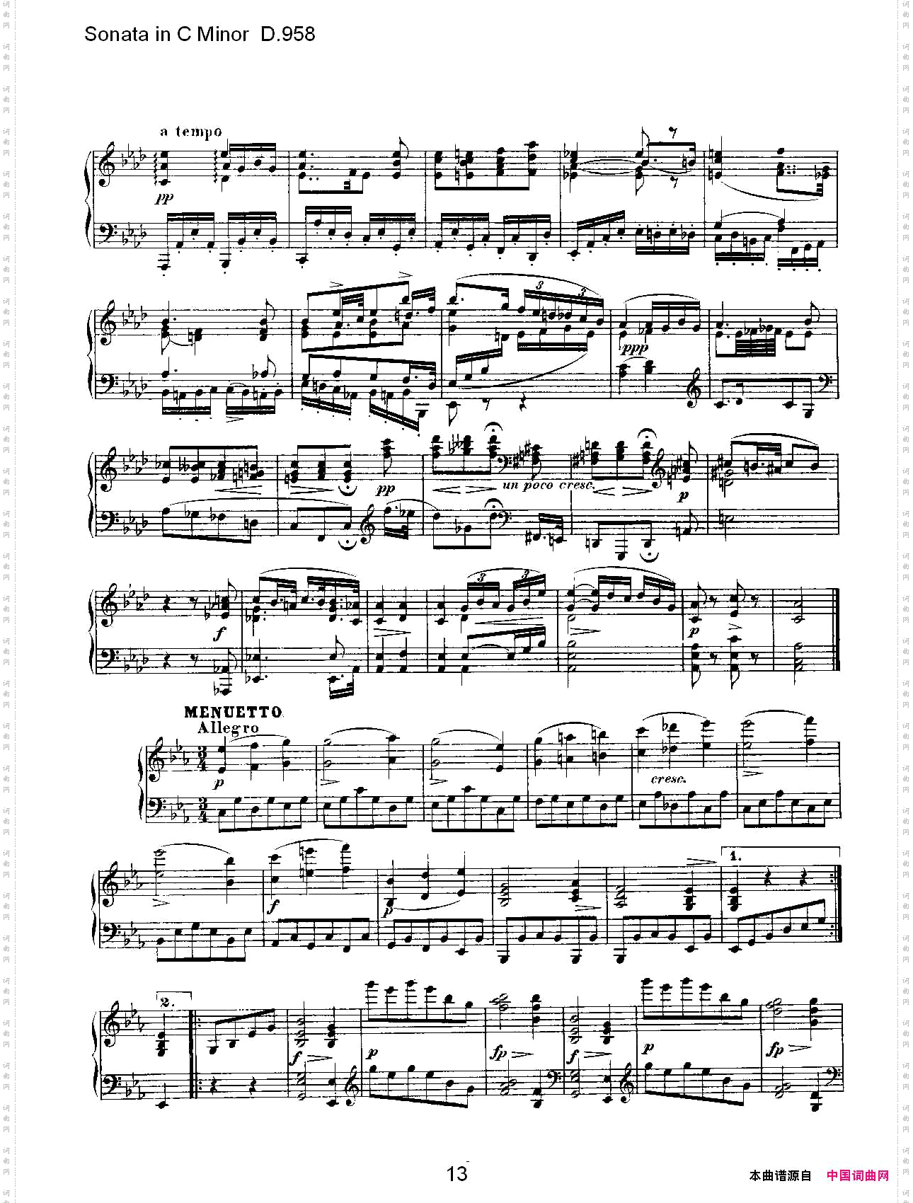SonatainCMinorD.958C小调奏鸣曲D.958