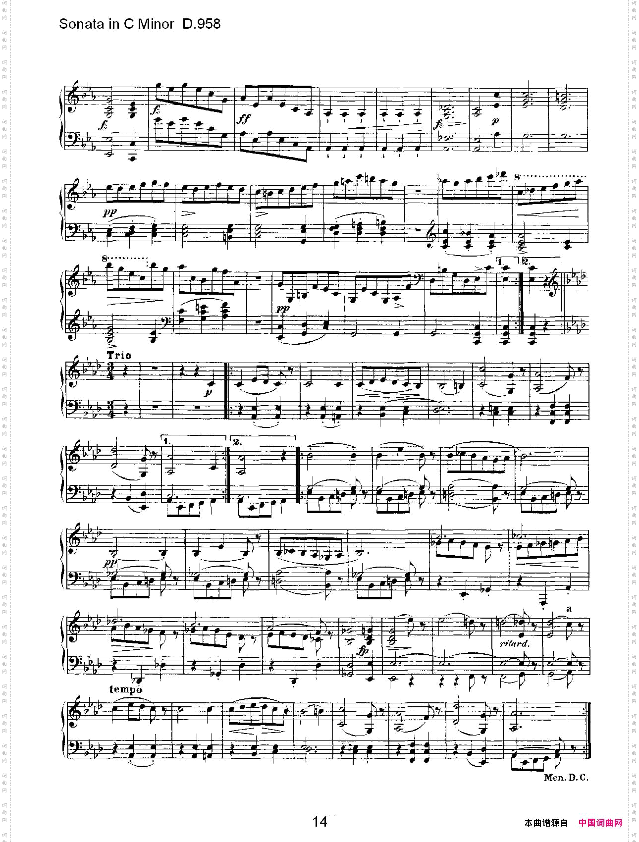 SonatainCMinorD.958C小调奏鸣曲D.958