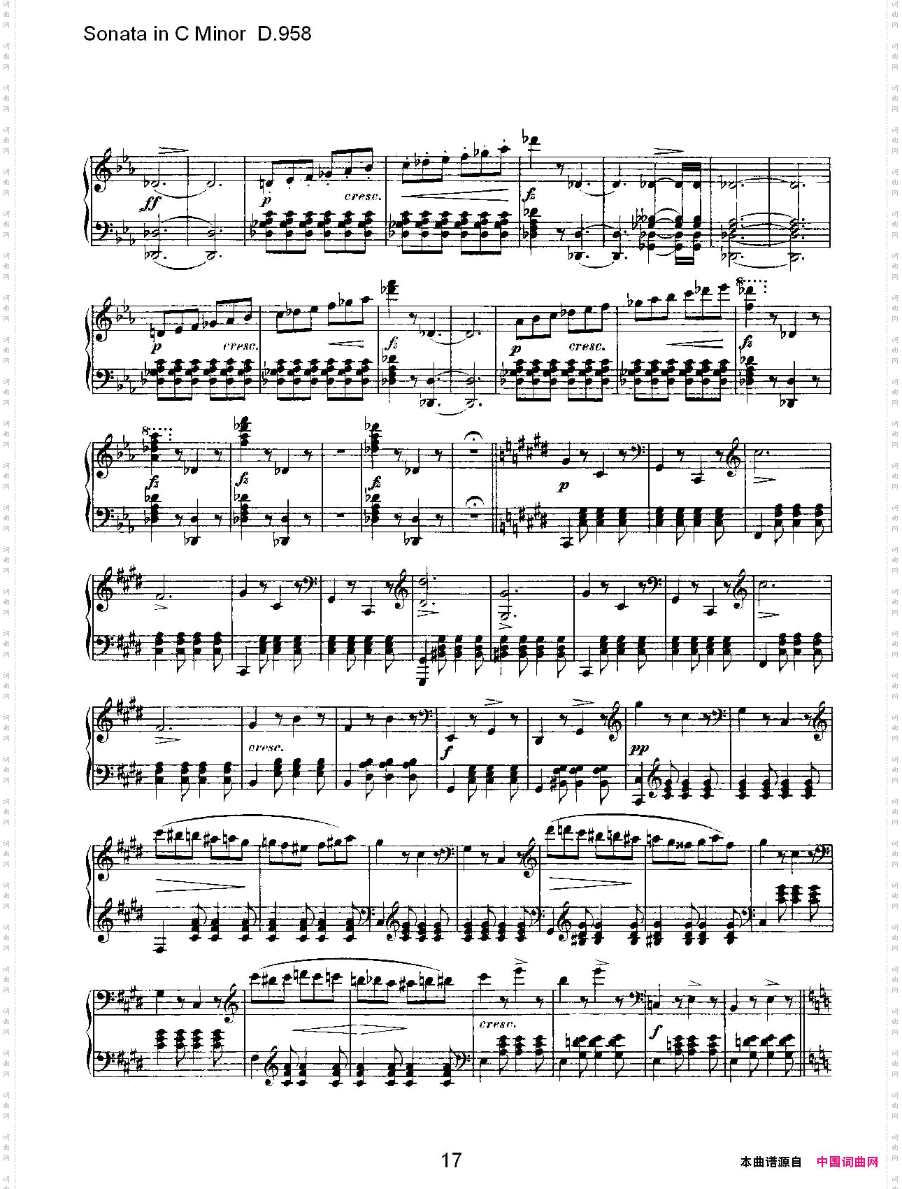 SonatainCMinorD.958C小调奏鸣曲D.958