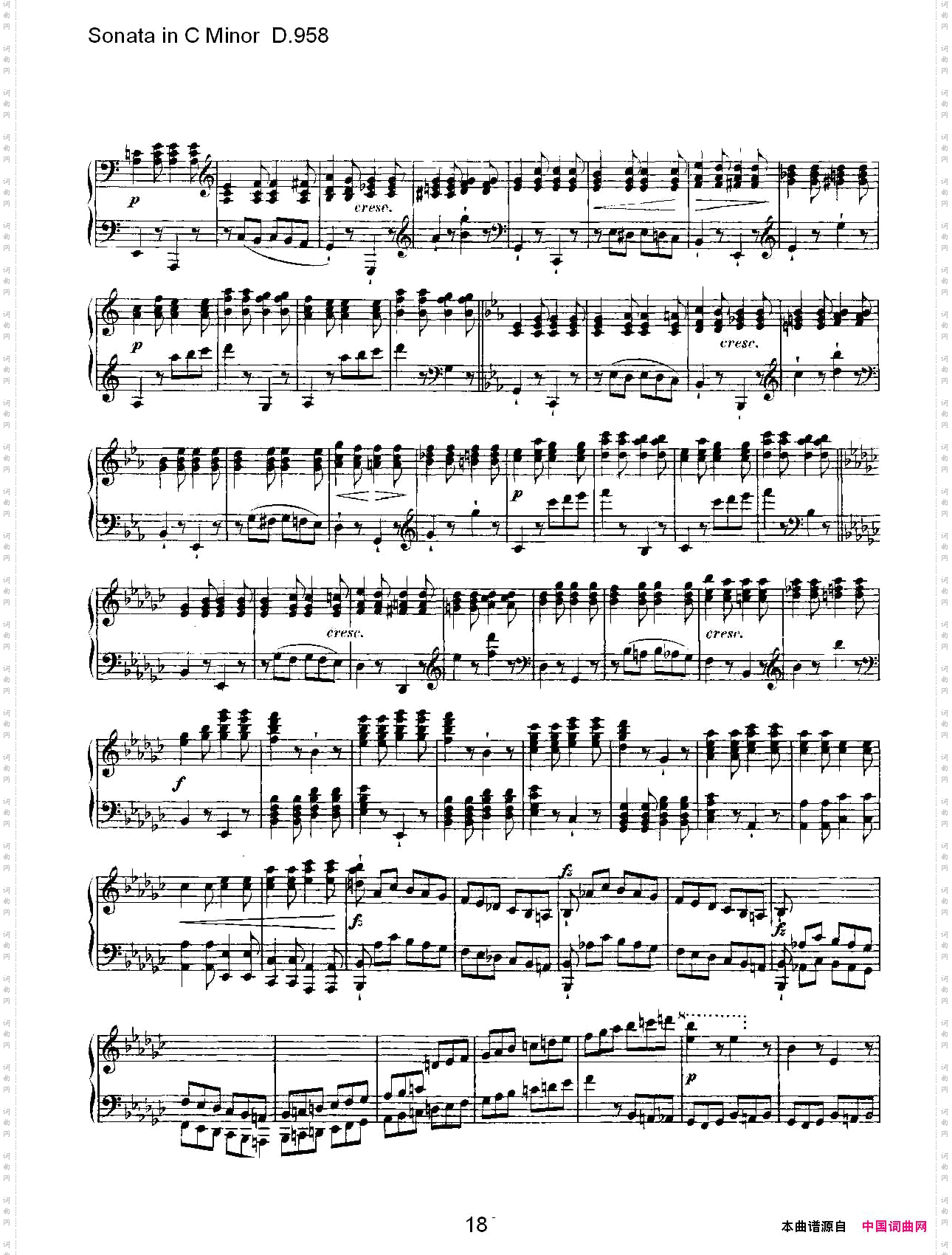 SonatainCMinorD.958C小调奏鸣曲D.958