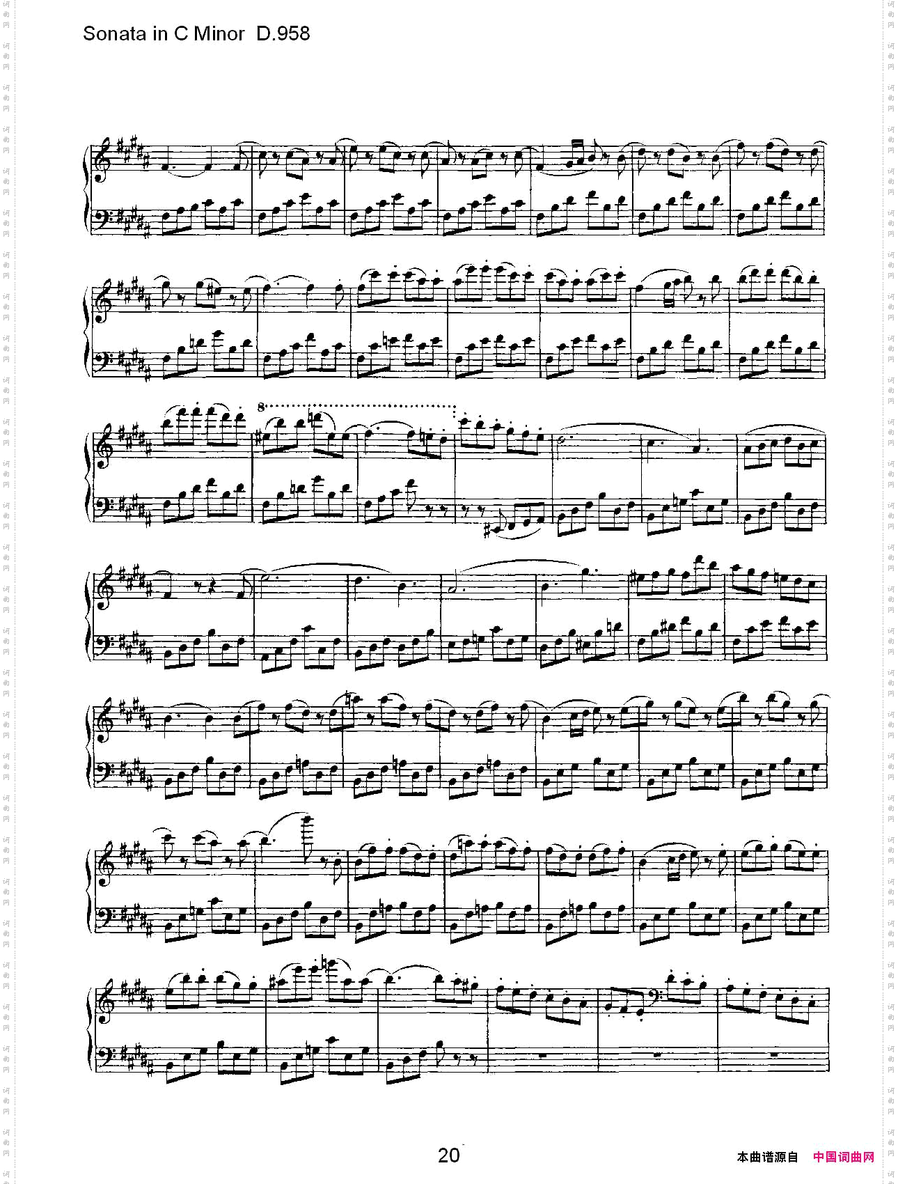 SonatainCMinorD.958C小调奏鸣曲D.958