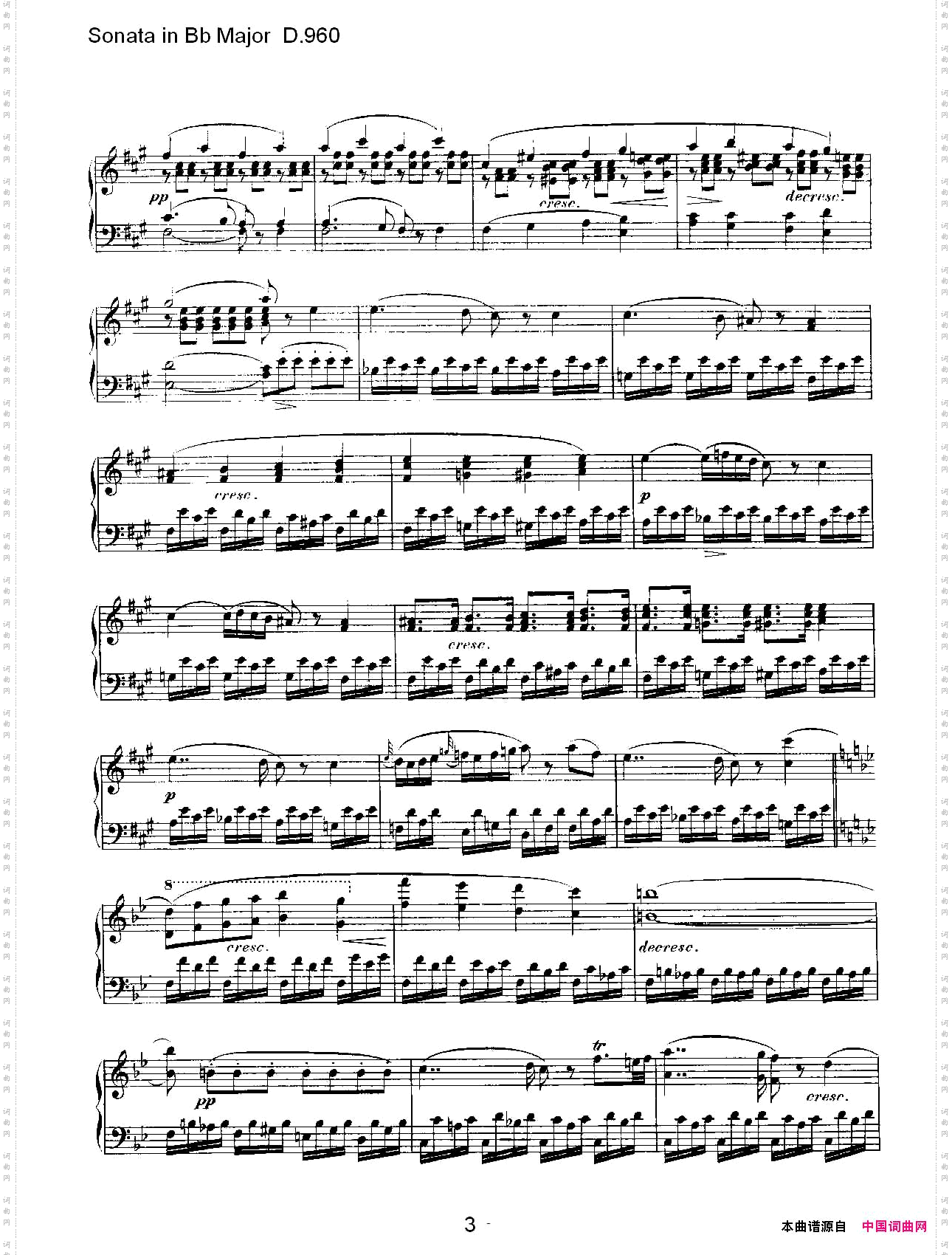 SonatainBbMajorD.960Bb大调奏鸣曲D.960