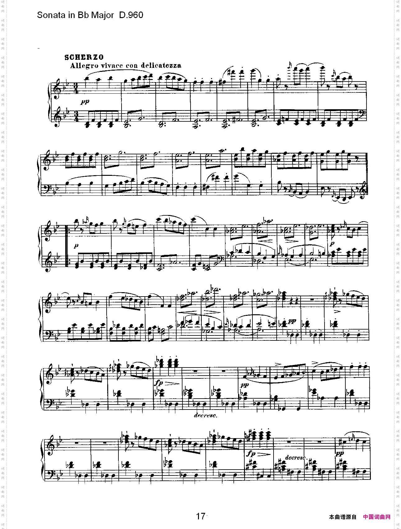 SonatainBbMajorD.960Bb大调奏鸣曲D.960