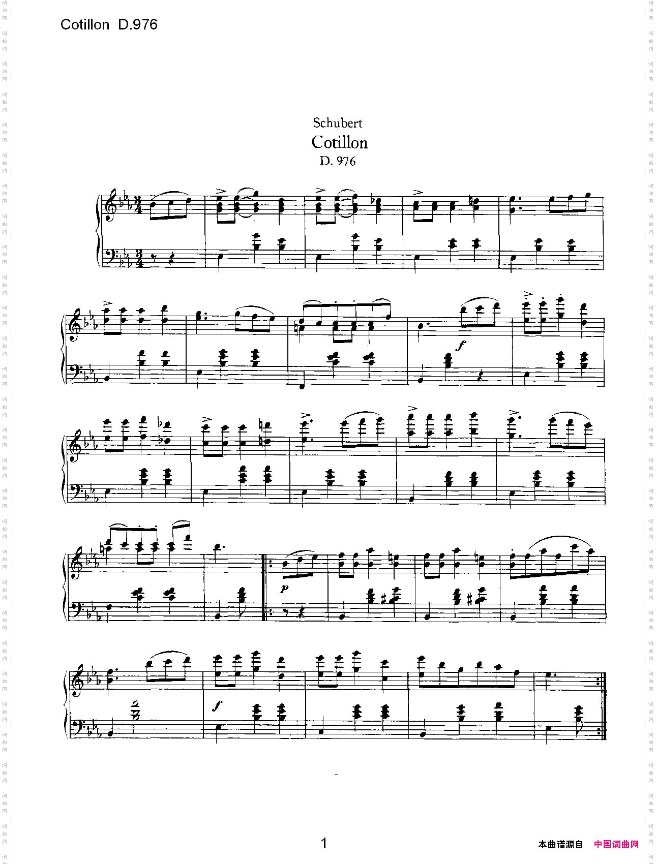 CotillionD.976沙龙舞曲D.976