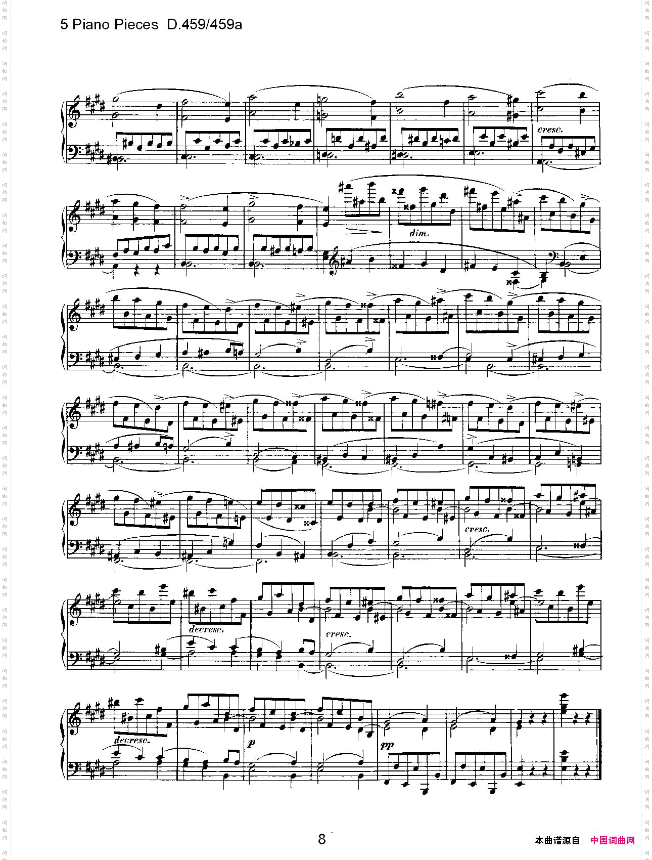 5PianoPiecesD.459/459a钢琴五联奏D.459/459a