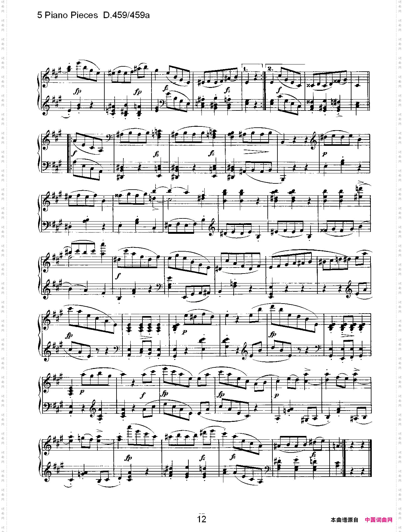5PianoPiecesD.459/459a钢琴五联奏D.459/459a