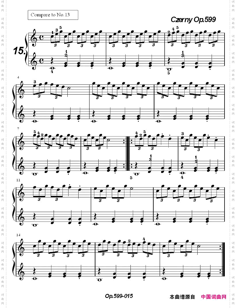 《车尔尼练习曲》OP.599之011-020
