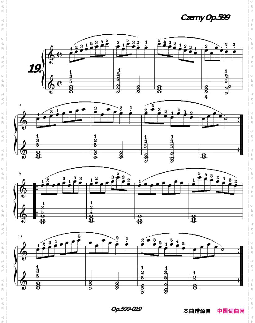 《车尔尼练习曲》OP.599之011-020