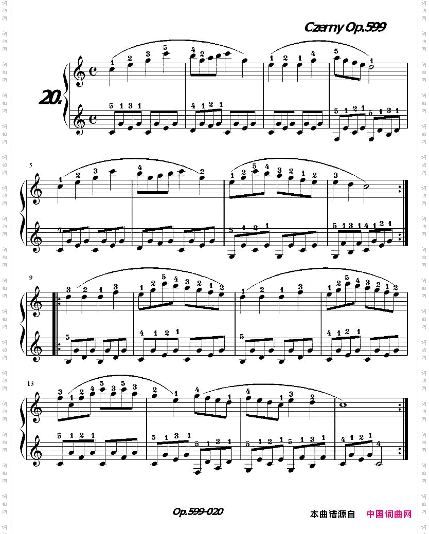 《车尔尼练习曲》OP.599之011-020