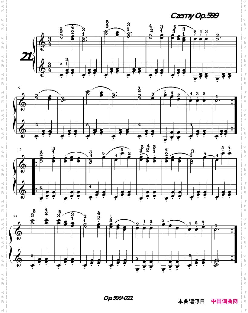 《车尔尼练习曲》OP.599之021-030