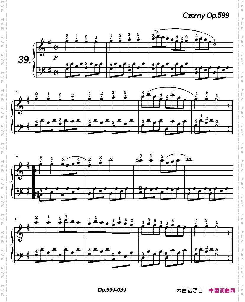 《车尔尼练习曲》OP.599之031-040