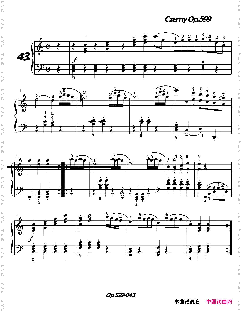 《车尔尼练习曲》OP.599之041-050