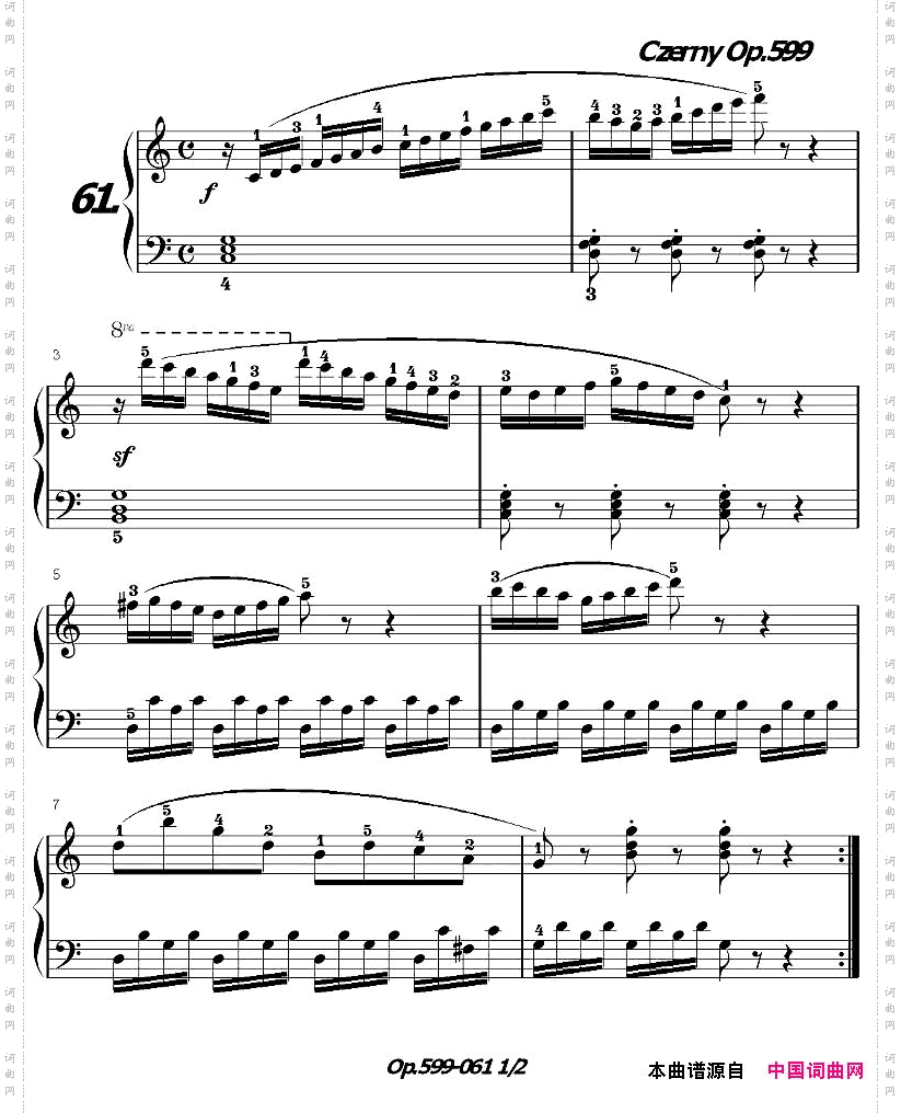 《车尔尼练习曲》OP.599之061-070