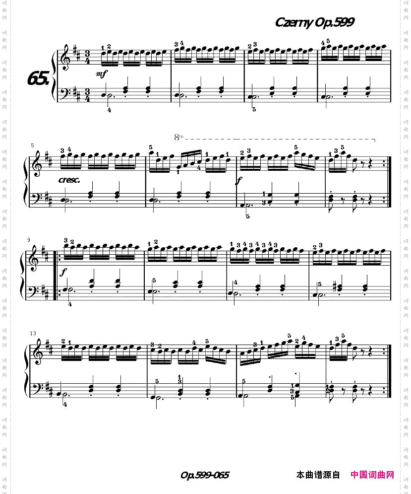 《车尔尼练习曲》OP.599之061-070