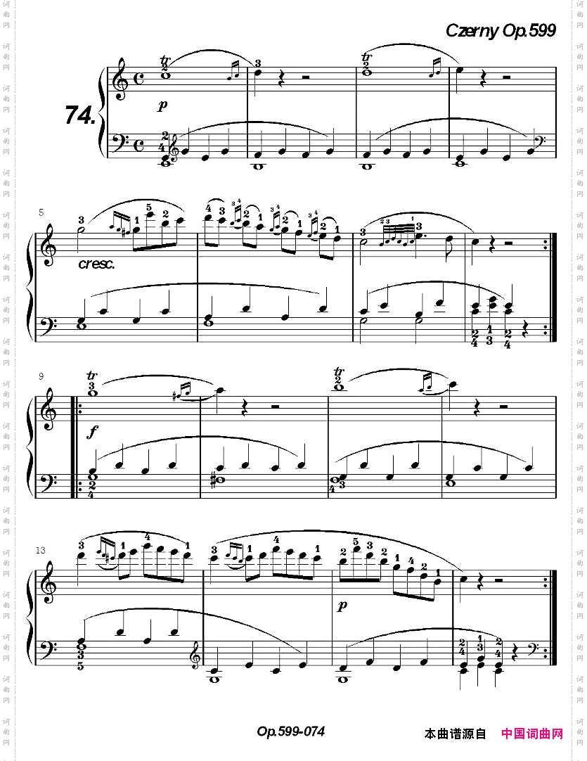 《车尔尼练习曲》OP.599之071-080