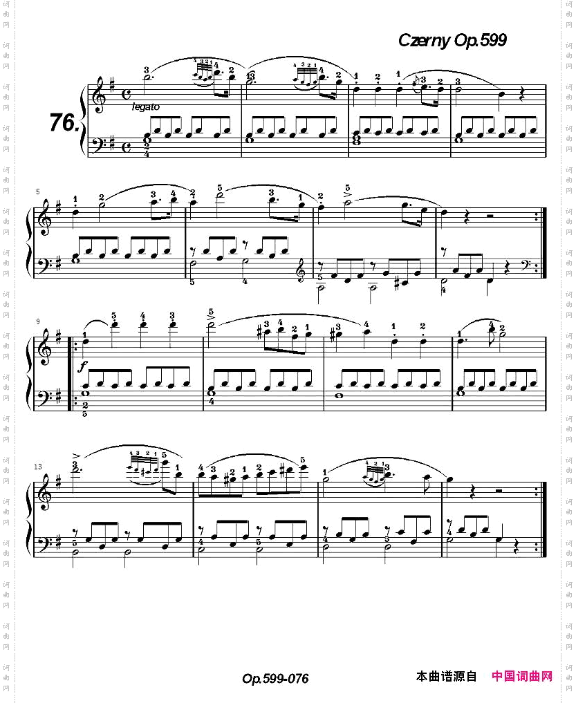 《车尔尼练习曲》OP.599之071-080