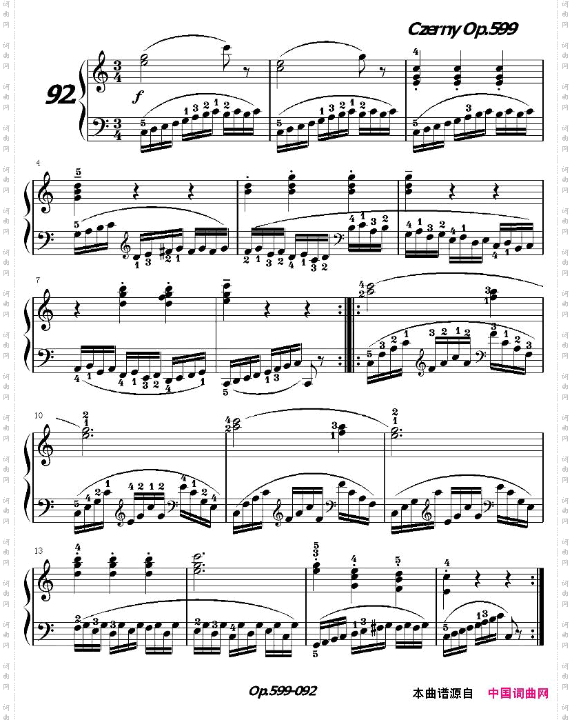 《车尔尼练习曲》OP.599之091-100