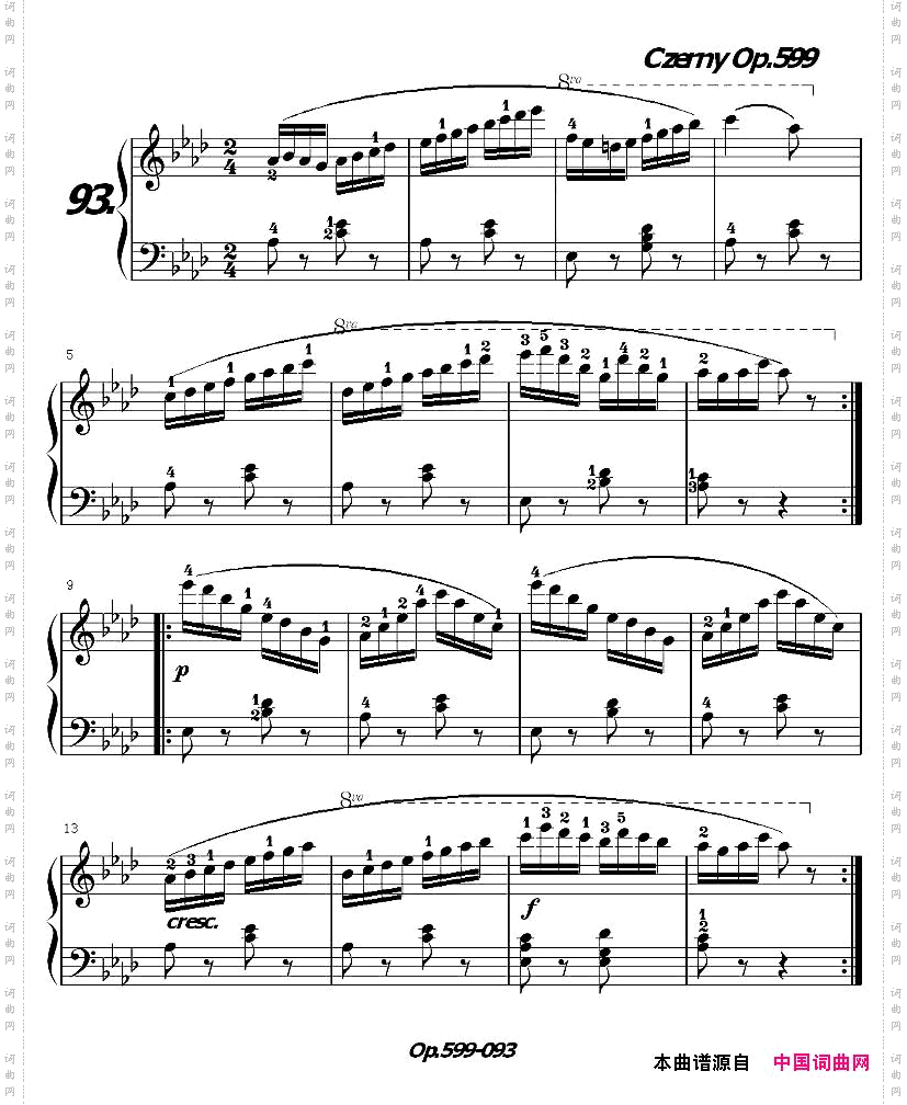 《车尔尼练习曲》OP.599之091-100